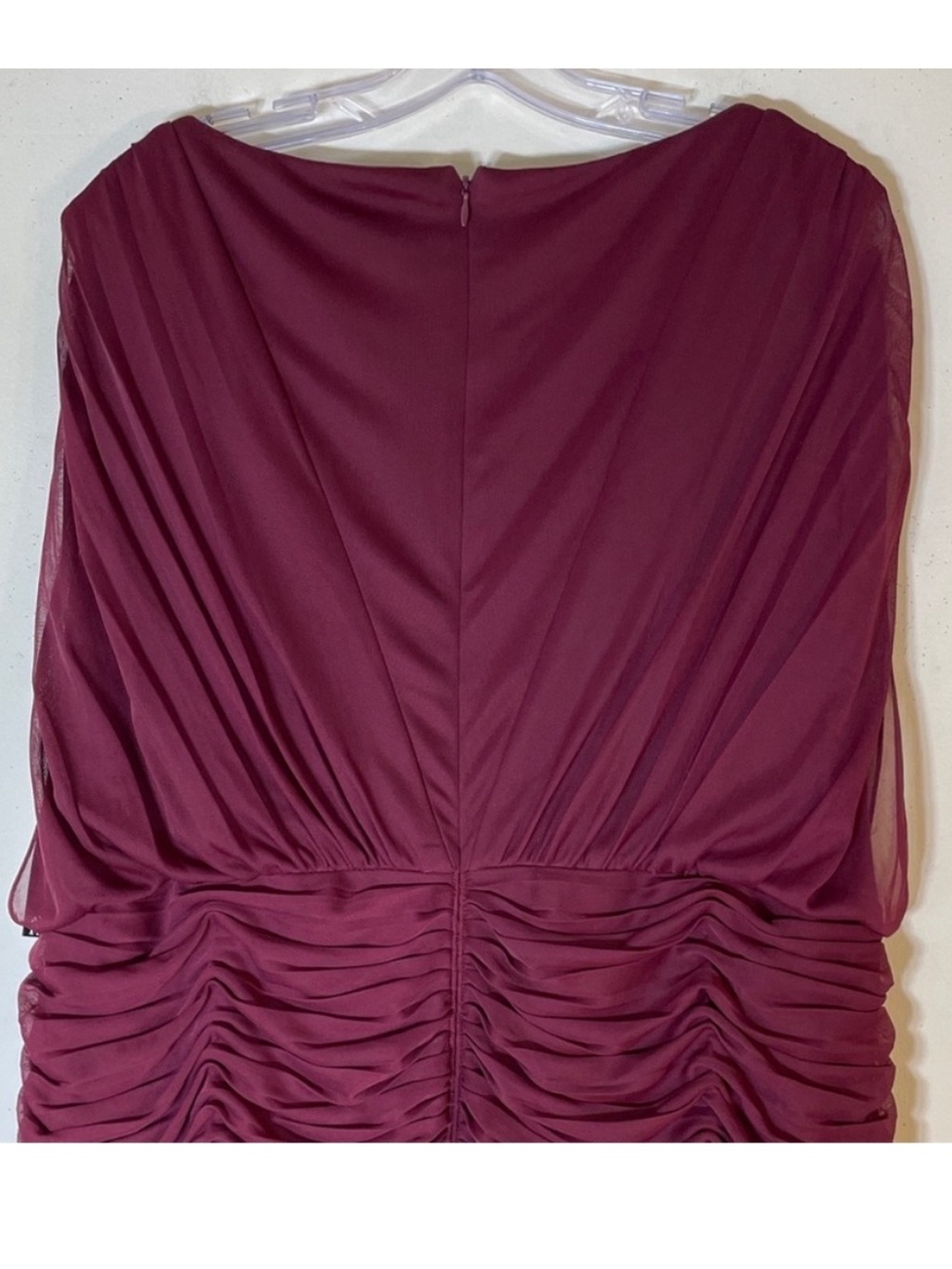 Adrianna Papell Burgundy Beaded Ruched Shirred Cocktail Dress. 20W. NWT. - Picture 11 of 12